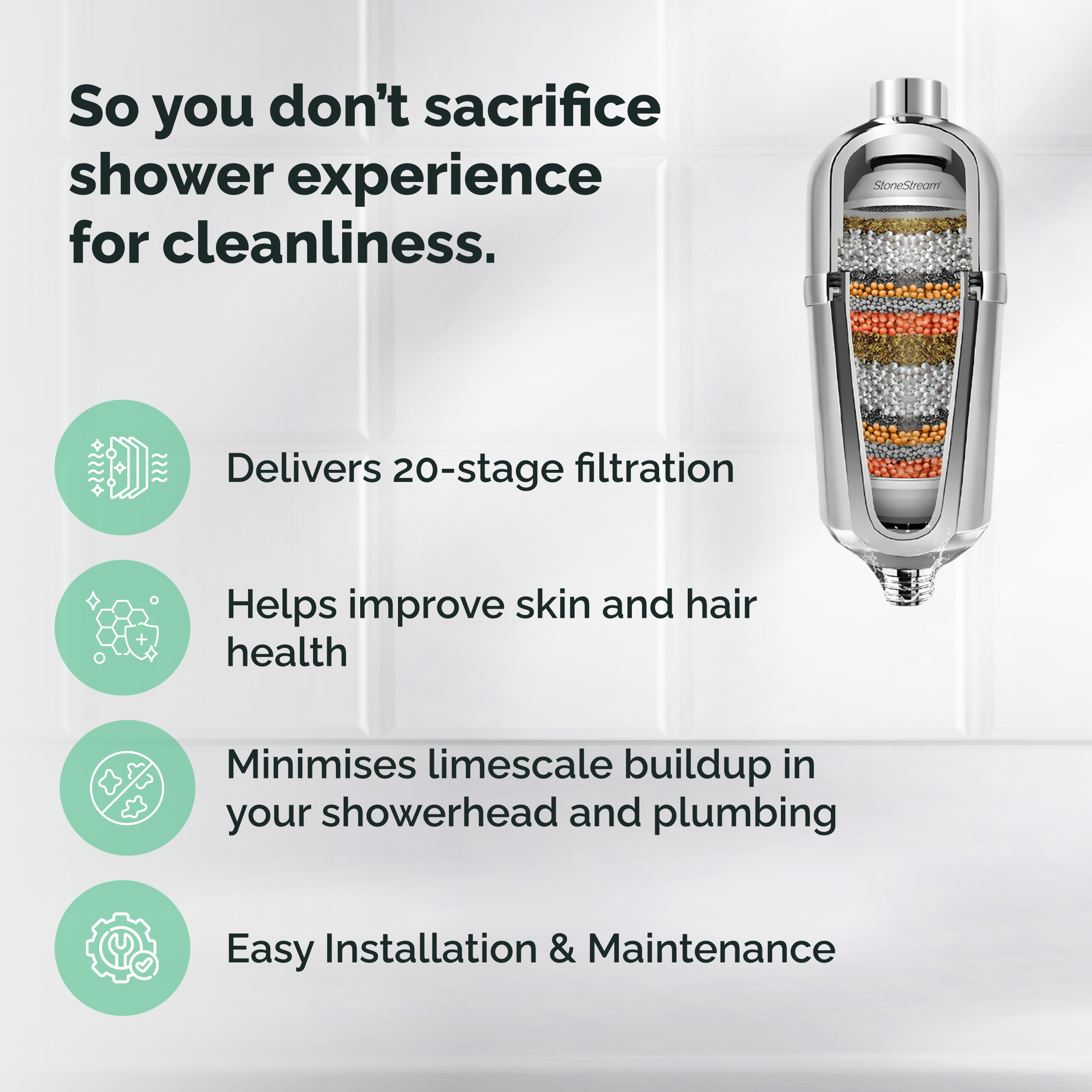 Avancerat hårt vatten duschfilter