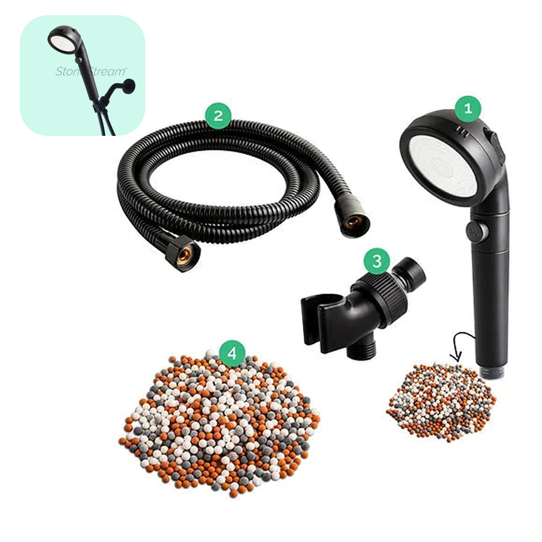 Svart ecopower duschhuvud