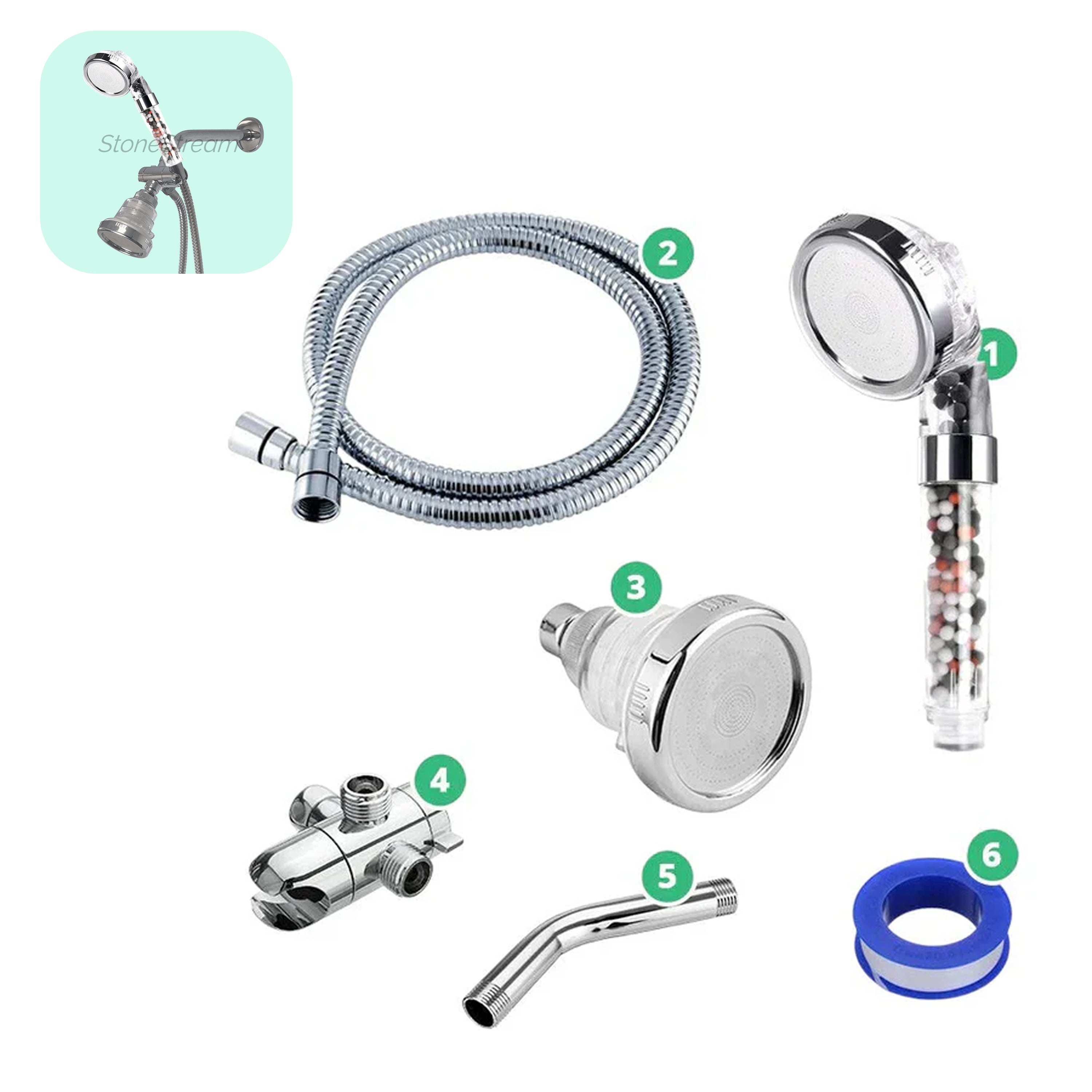 Elektrisk duschkompatibel filtrerad jonisk Ecopower duschmunstycke