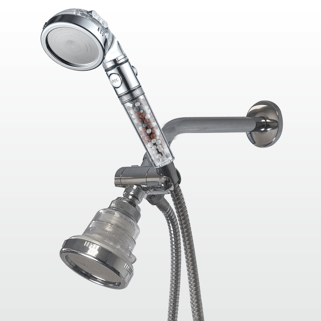 Högt tryck handhållet duschhuvud + väggduschhuvudkombo