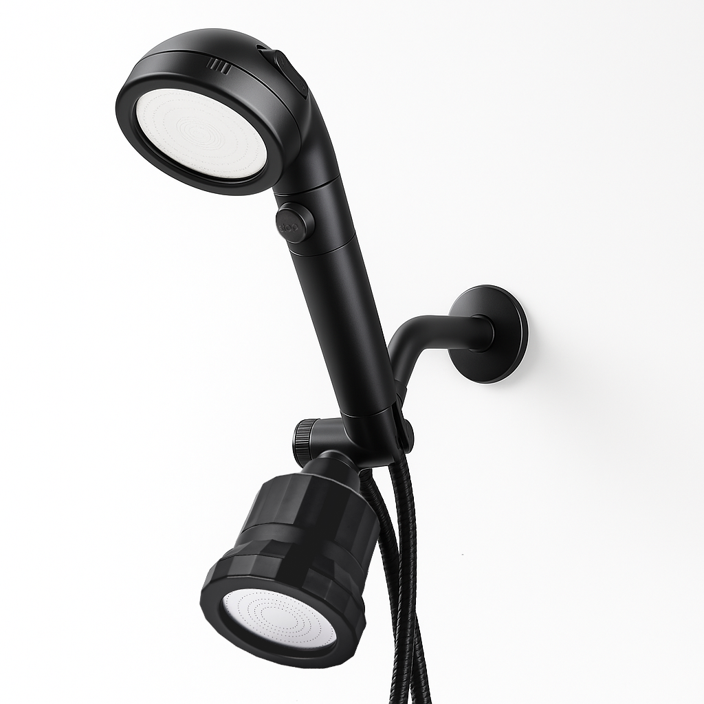Högtryckshandhållet duschhuvud + väggduschhuvud