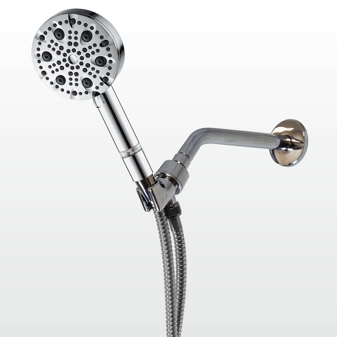 Ecolux 4-i-1 kromväggadapter med 9-läge rostfritt stål