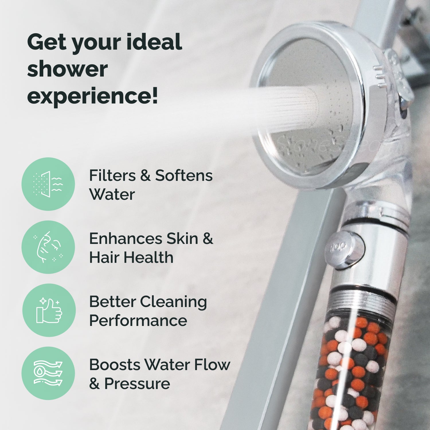 High Pressure Handheld Shower Head + Wall Showerhead Combo