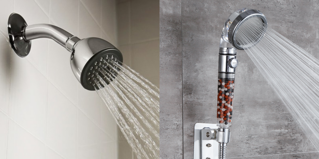 StoneStream vs regular shower head comparison of filtration and water pressure