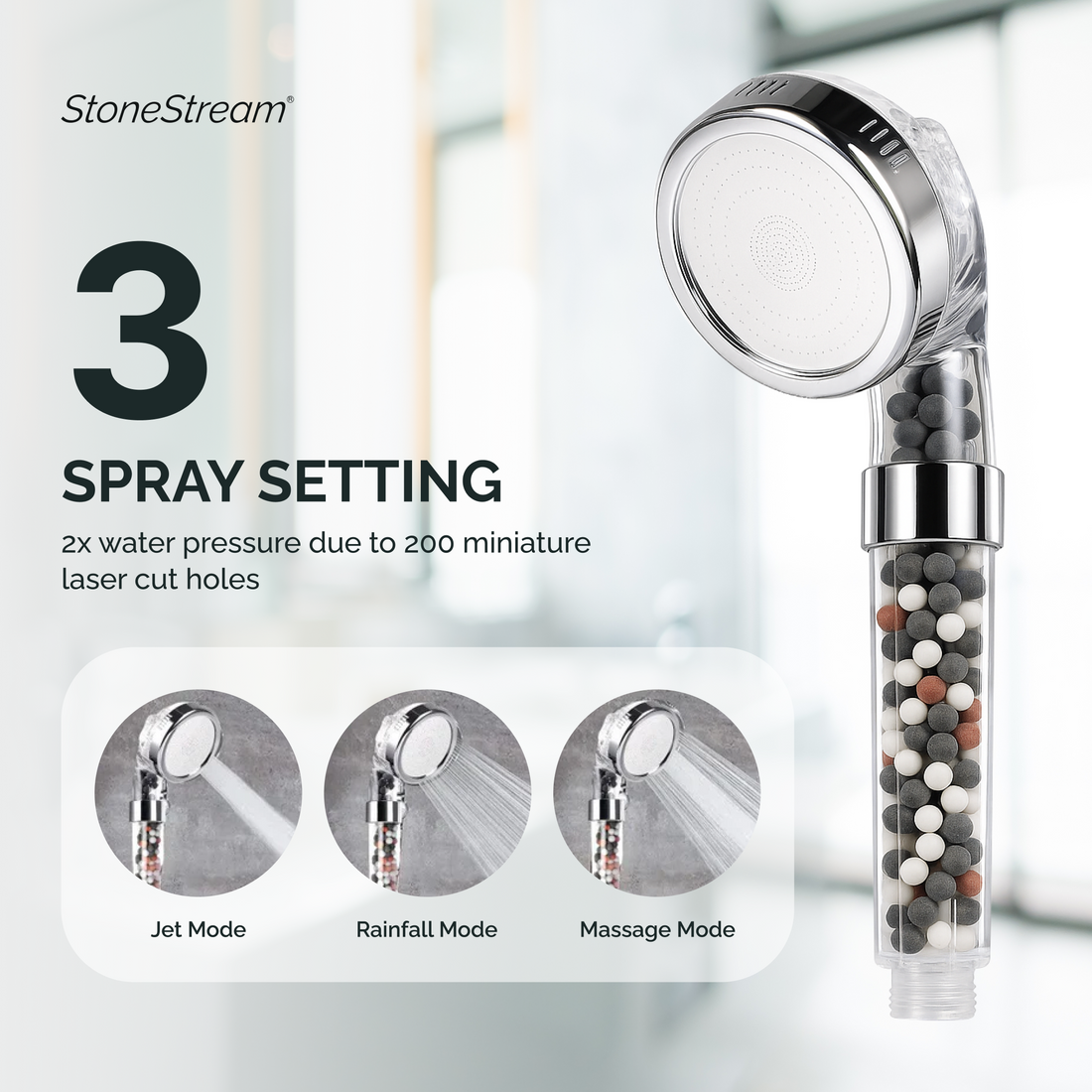 Elektrisk duschkompatibel filtrerad jonisk Ecopower duschmunstycke