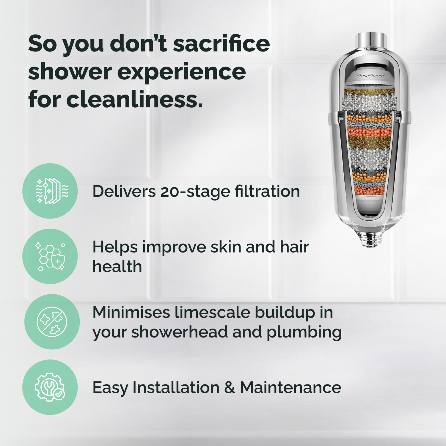 Avancerat hårt vatten duschfilter