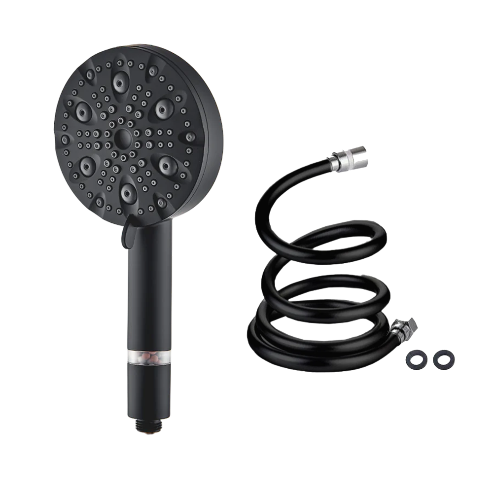 Black Handheld Shower Head with Hose - 9 Mode