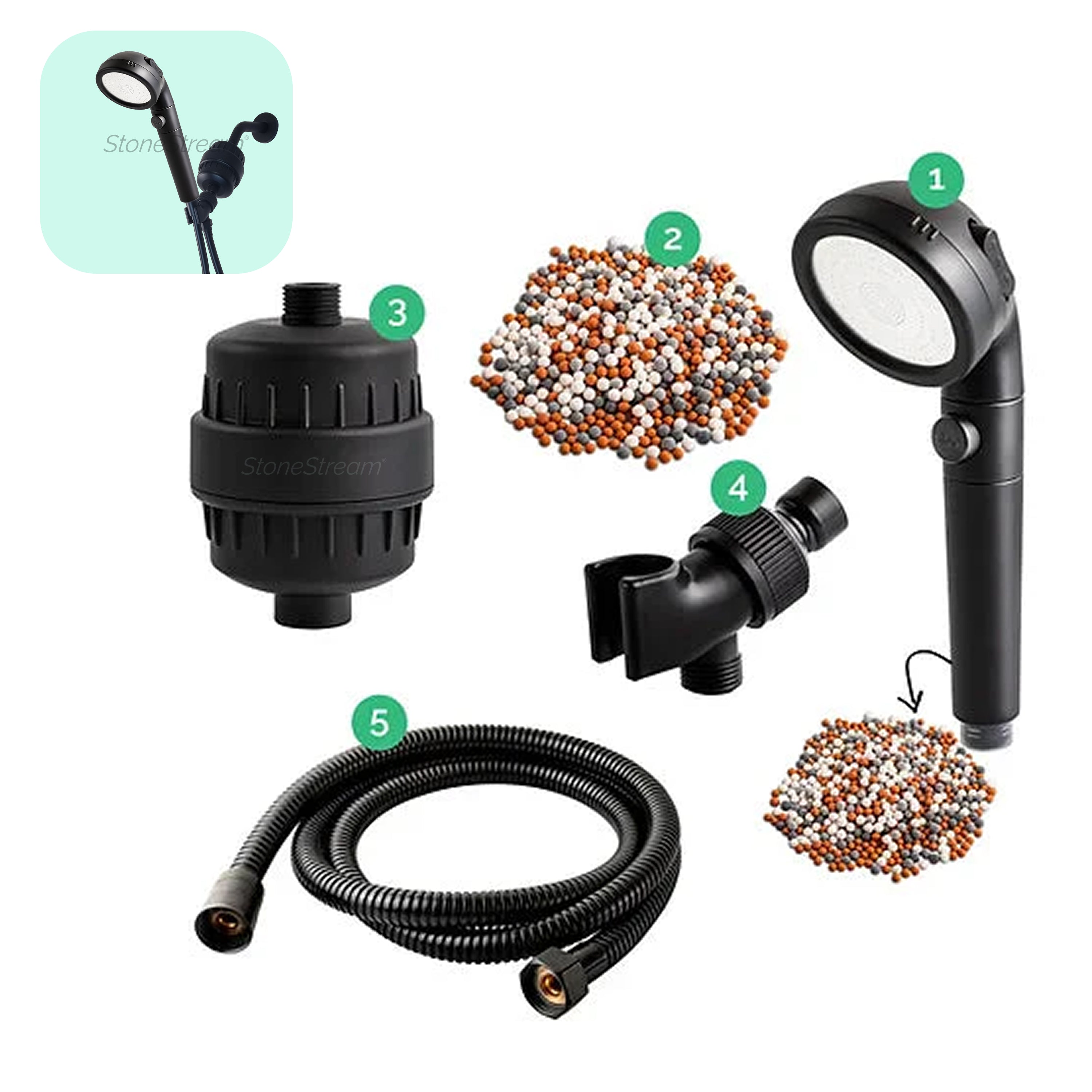 Svart ecopower duschhuvud