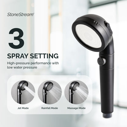 Ecopower 4-i-1 C-vitamin Black Shower Head Kit