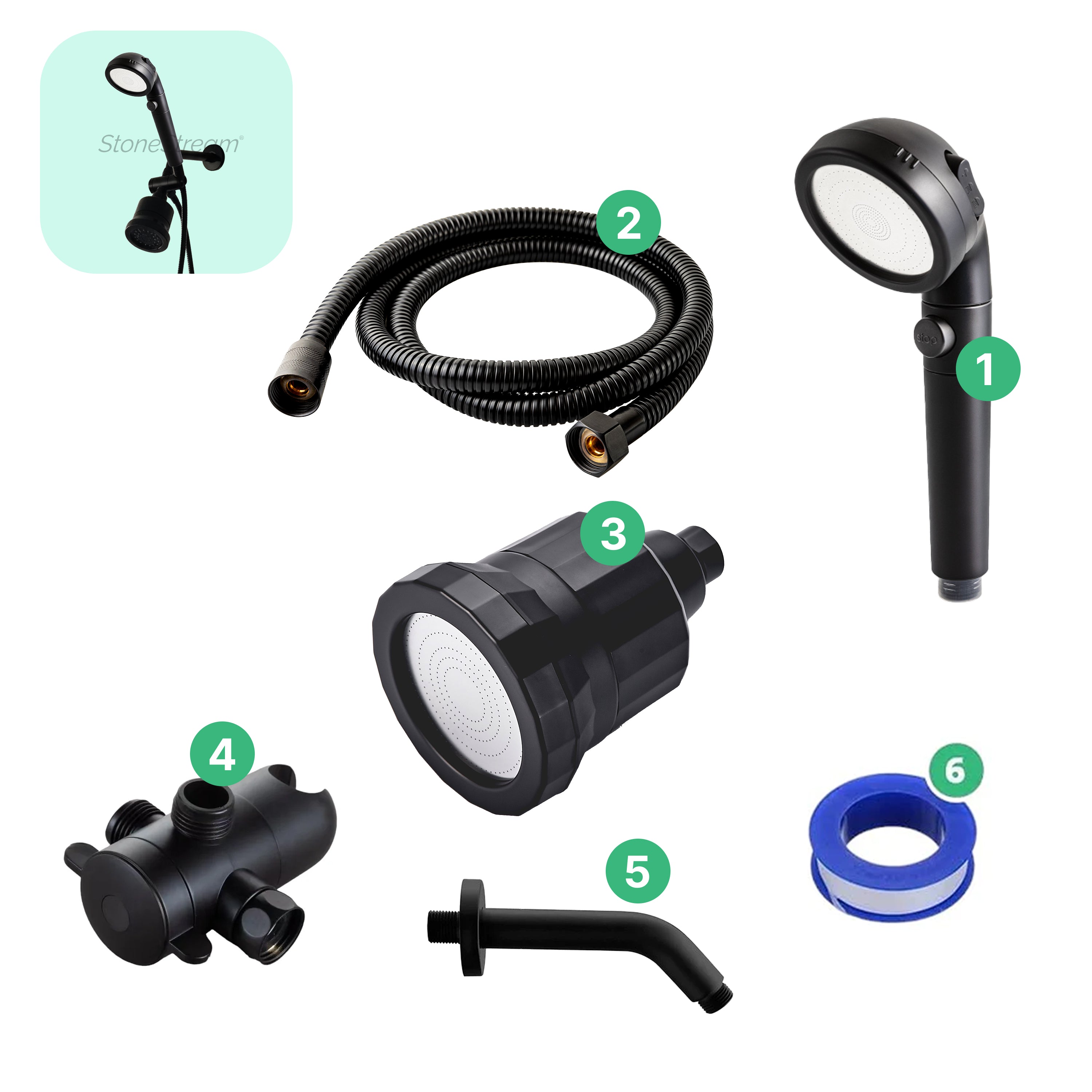 Black Ecopower Shower Head